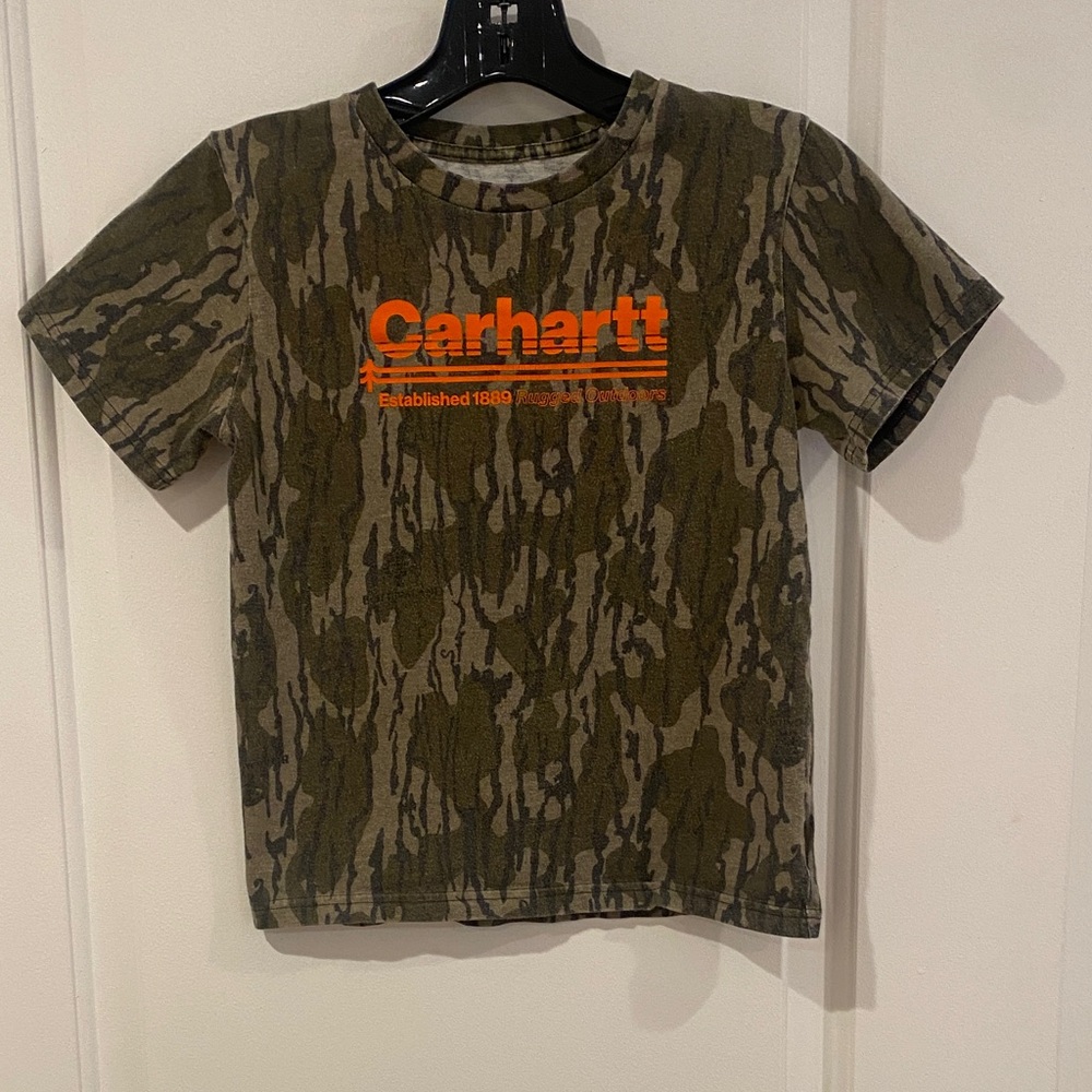 Carhartt Kids Camo T-Shirt - Olive and Orange